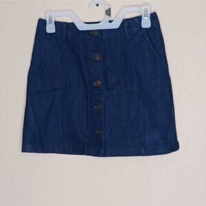 Forever 21 Womens Denim Mini Skirt Size 24 Blue Button Front Pockets Cotton